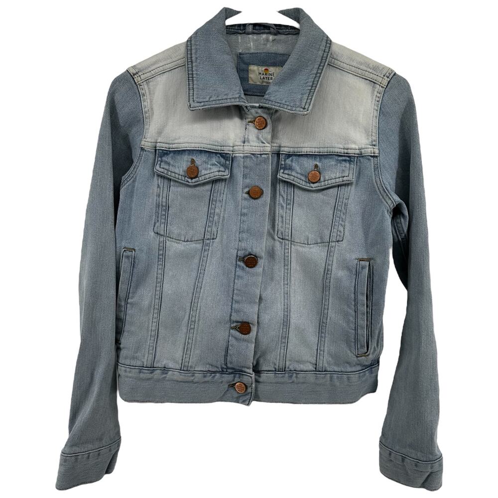 Marine Layer Denim Jacket Trucker Jean Button Down Light Wash Colorblock XS